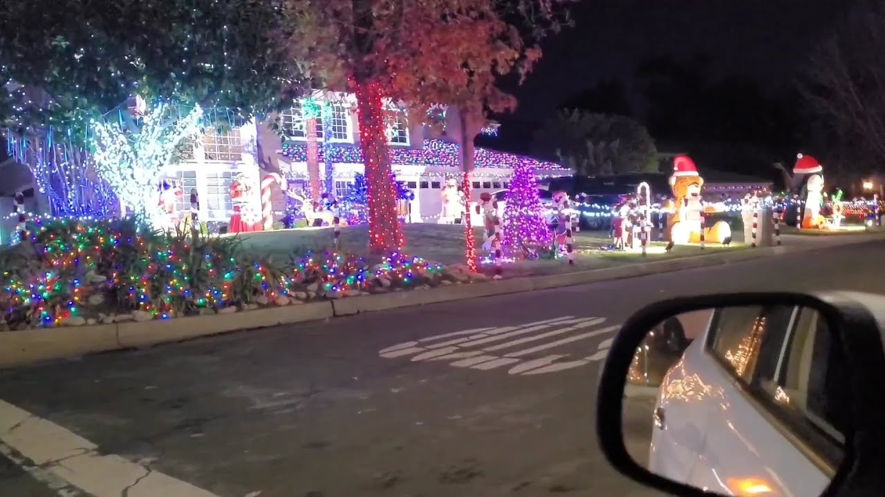 Thoroughbred Street drive thru Christmas holiday Lights display at Alta Loma Rancho Cucamonga