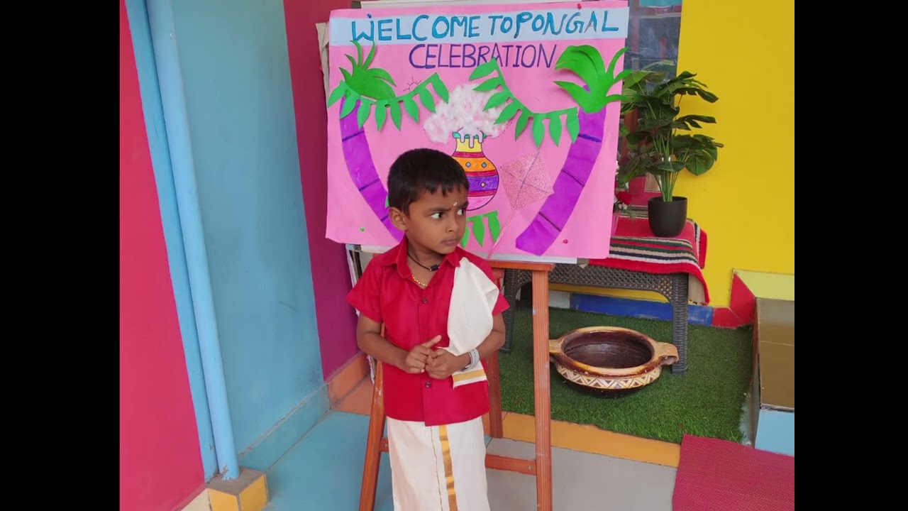 Joyful Pongal Celebration by Kids at Kinderjoy Preschool, Kundrathur.