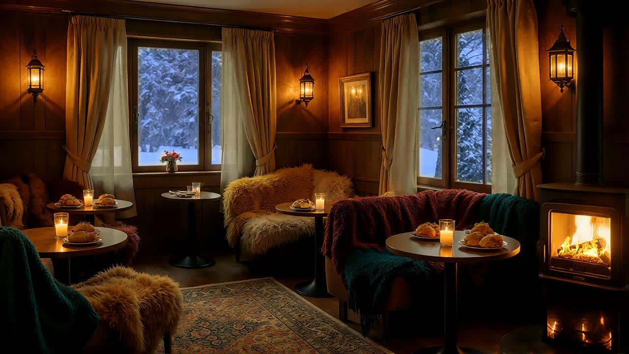 Relaxing Morning Jazz – Soft Fireplace Ambience for Productive Work and Concentration 02