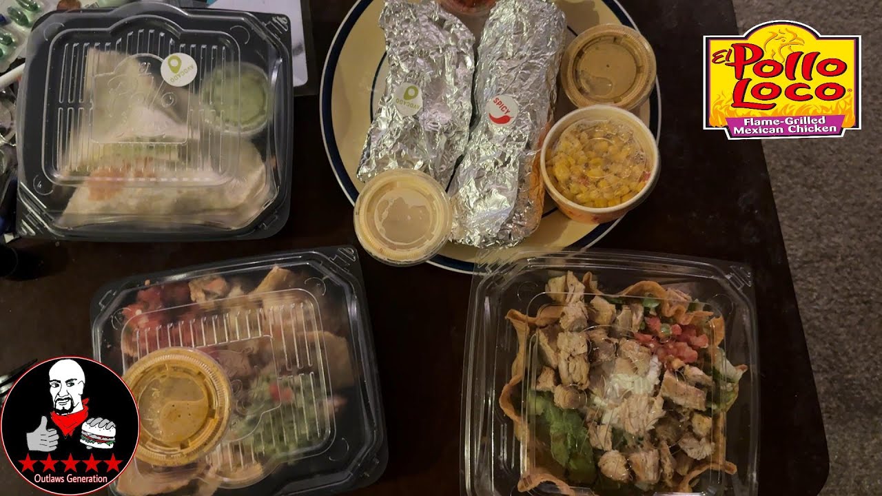El Pollo Loco Mukbang при участии куриного буррито, тако, салата тако и начос