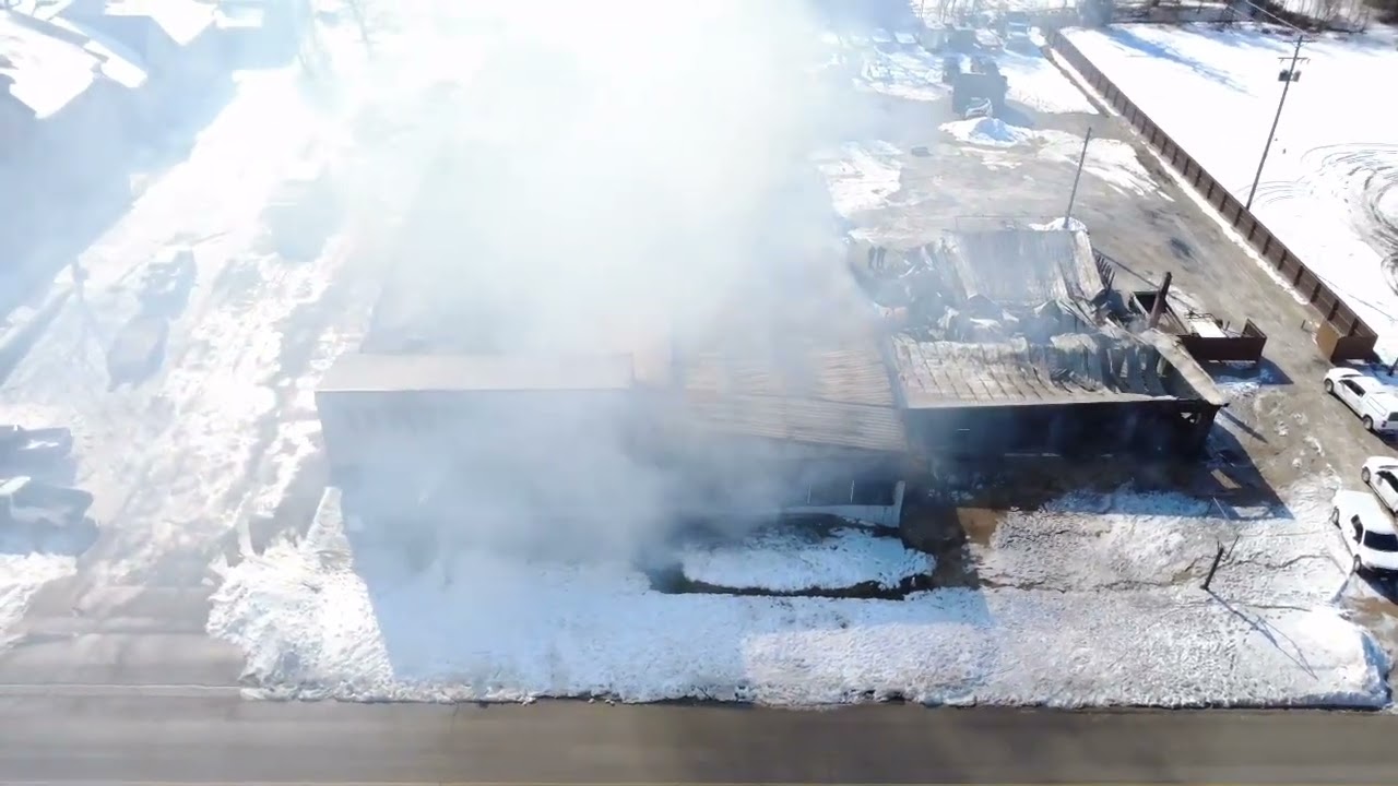 Aftermath of fire at Discount Dave's and former radiator shop in Mountain Grove-video 1 from 2/1/26