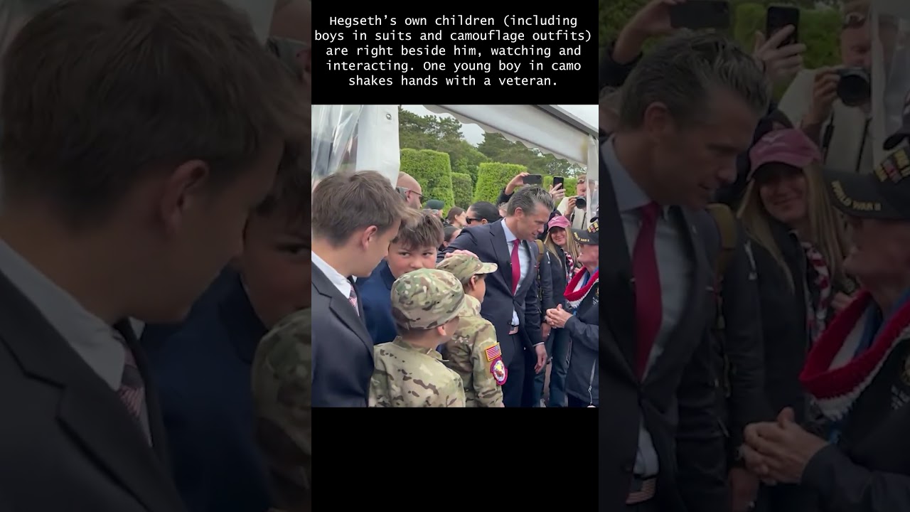 Secretary Pete Hegseth and his children meet WWII veterans on the 82nd D-Day anniversary