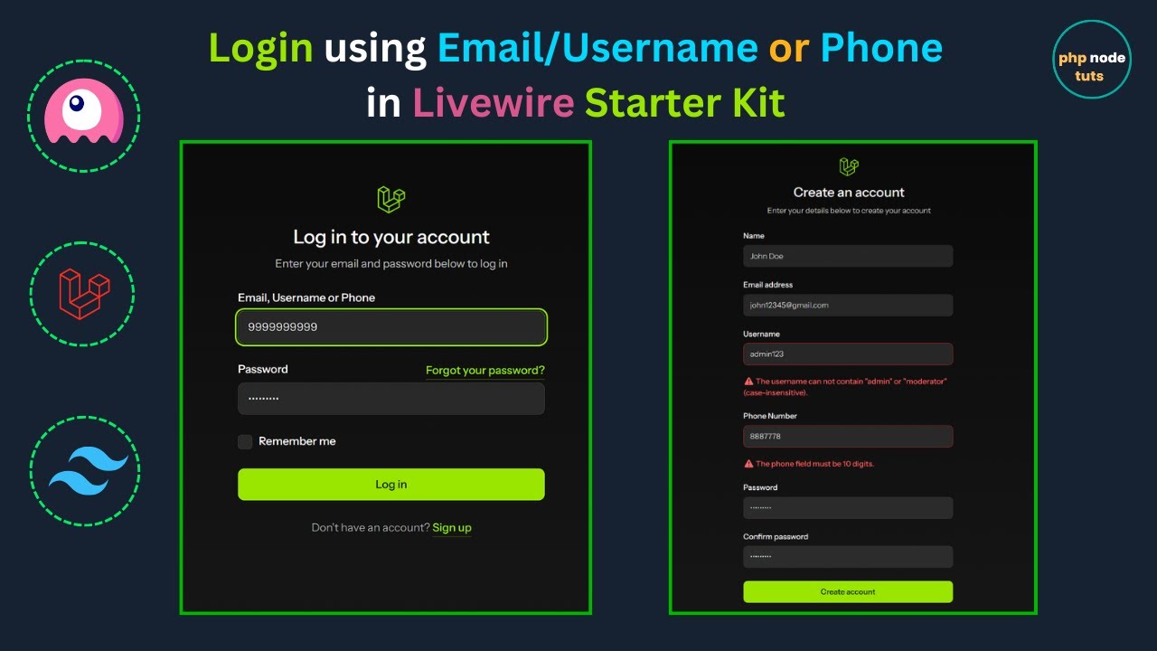 🤯Laravel 12 Livewire Starter Kit Login using Email, Username or Phone | Livewire Stater Kit
