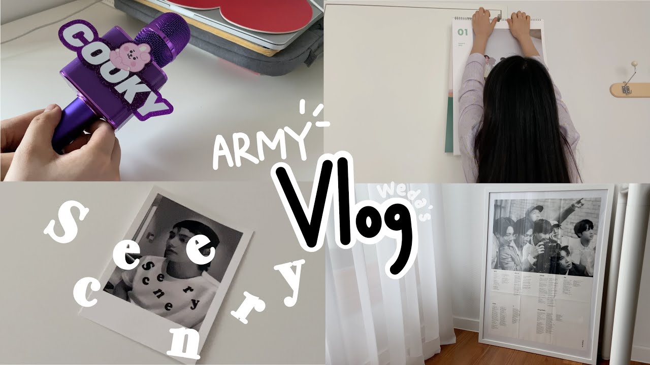 [아미브이로그 #19] 덕질하다보니 어느새 2월이네..? 나만늙지 나만늙어😑/ BE앨범 포스터를 넣은 이케아 액자조립 / 폴꾸 / 머리카락 기부 / 투명포카 / 쿠키마이크 언박싱