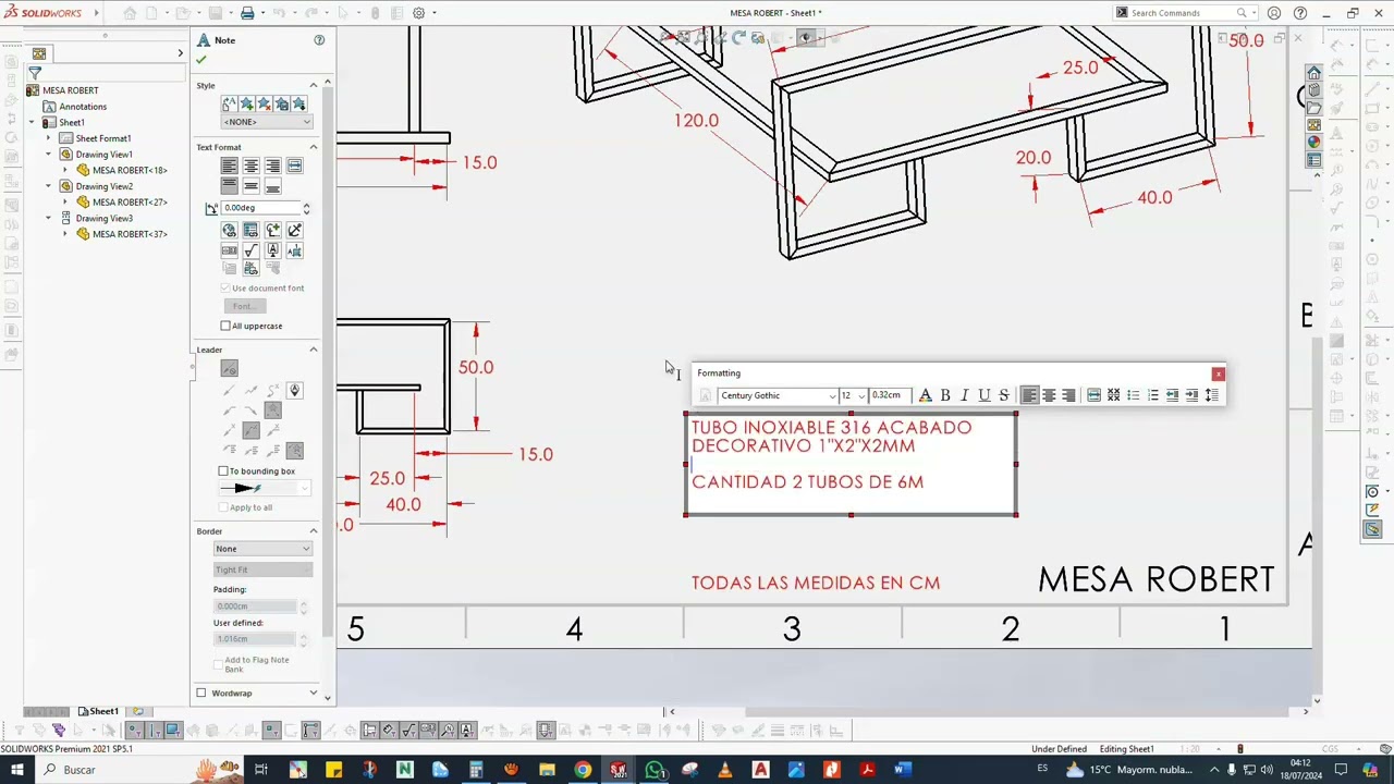 DISEÑO DE MUEBLE DE  SALA EN SOLIDWORKS 3