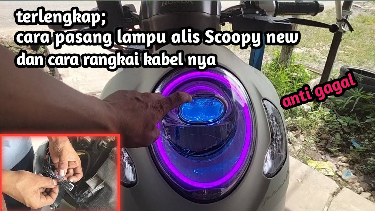 Rakit kabel dan cara pasang lampu alis Scoopy new