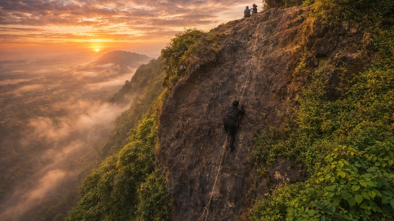 Hanging on a Cliff at Sunrise | My Scariest Trek Ever | AMK