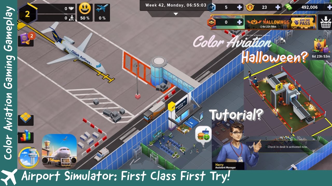 Airport Simulator First Class! First Try with iPad Mini 6 for some Tutorials and Halloween Theme...