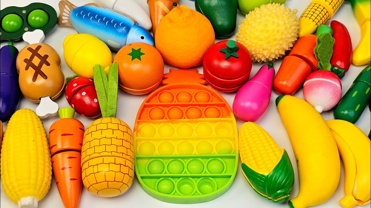 Satisfying Video | Drop Fruits and Vegetables with Candy in Red Pool ASMR