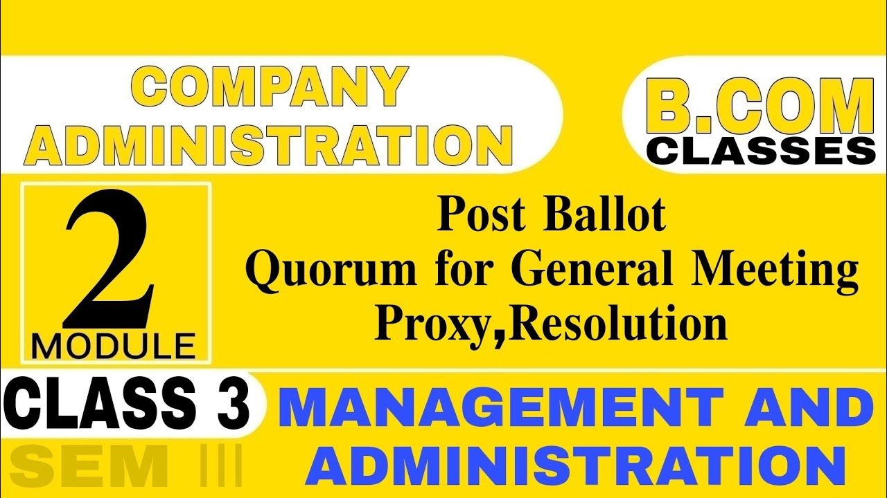 Kerala University B.Com 3rd Semester E-Company Administration|Quorum for General Meeting Malayalam