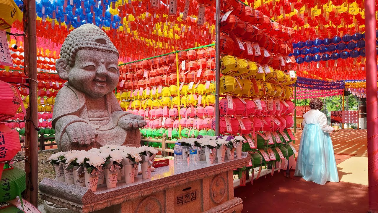 Сеульская прогулка, храм Чогеса и Инсадон, день рождения Будды в Корее - 4K Virtual Walking Tour