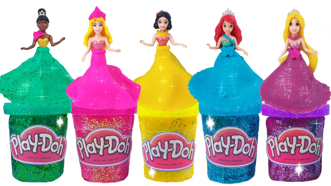 Play Doh Sparkle Disney Princess Dresses Ariel Elsa Rainbow Compilation Episode 2 ToyBoxMagic