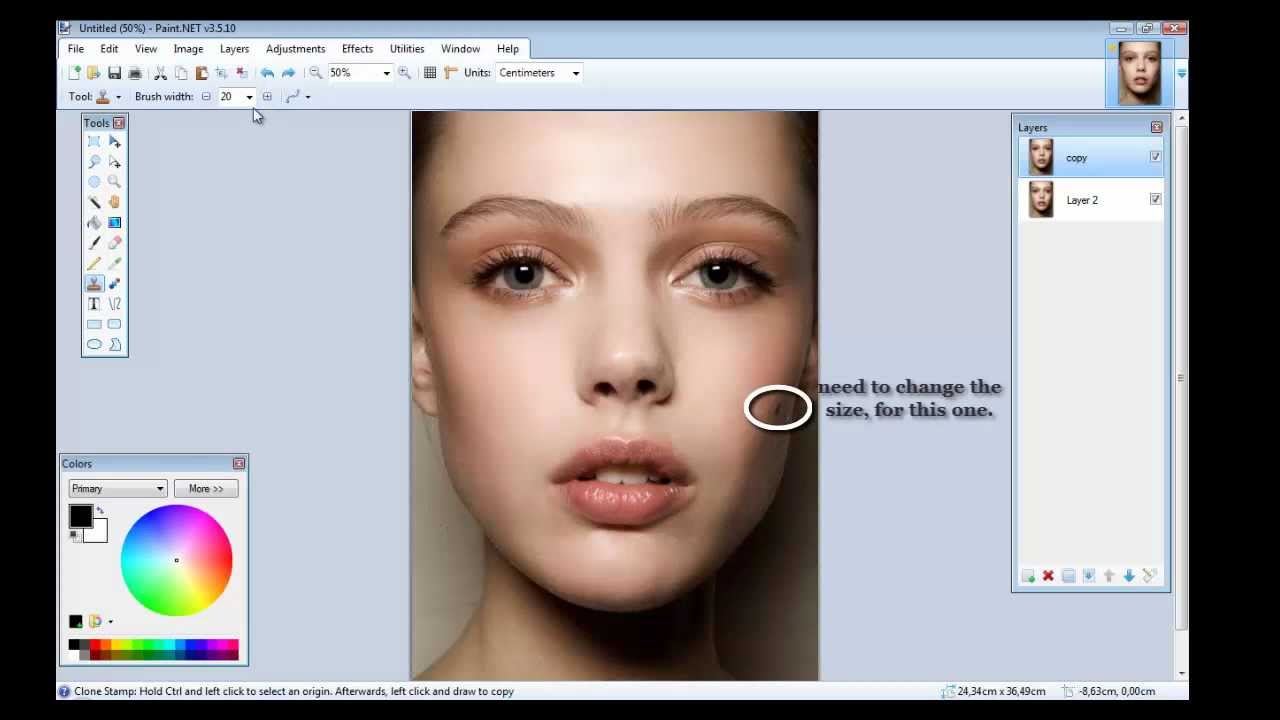 Paint.net tutorial - Erase spots