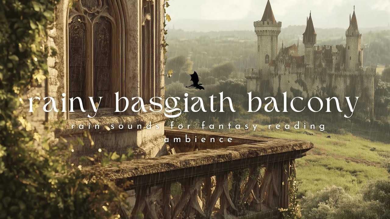 rainy basgiath balcony | fourth wing reading ambience | rain sounds only