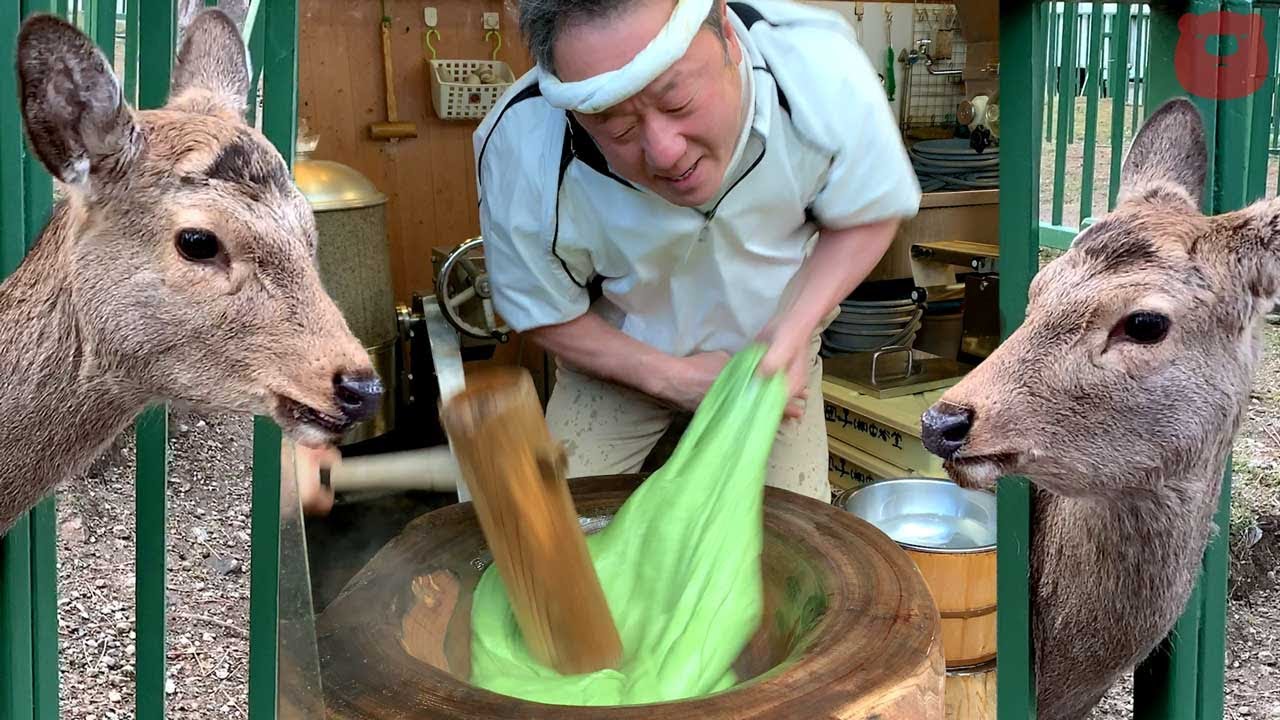 Japanese Mochi Making at Nakatanidou - Nara Park Deer
