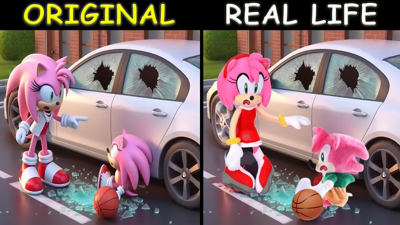AMY's Son Broke AMY's Car Window! - Sonic The Hedgehog 3 Animation | Original vs Plush Toys