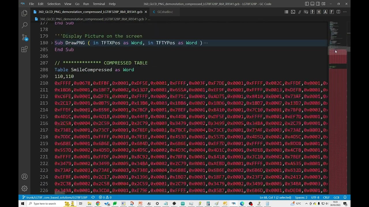 Great Cow BASIC:  Display picture files on an GLCD using Sliding Window Compression