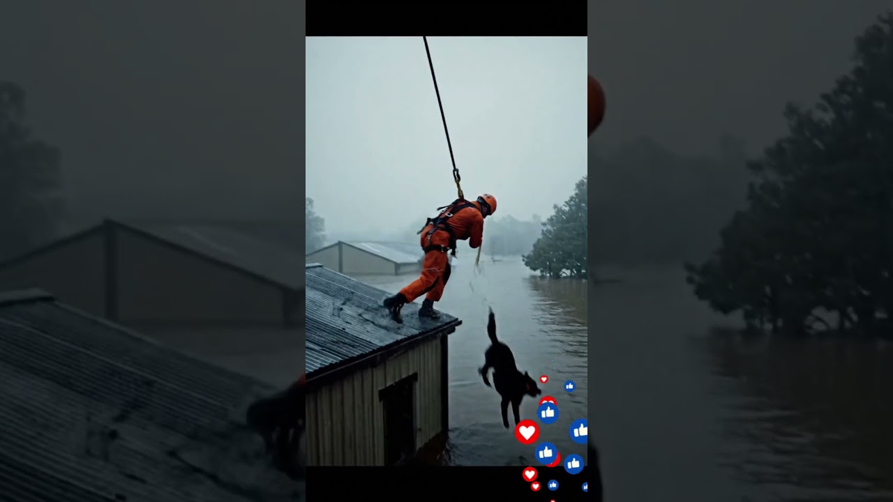 Rescue Helicopter Saves Dogs Trapped on Roof During Flood 🐶🚁