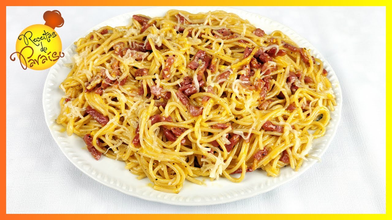 ESPARGUETE À CARBONARA  (receita económica e fácil de fazer) | 🍎  Receitas do Paraíso