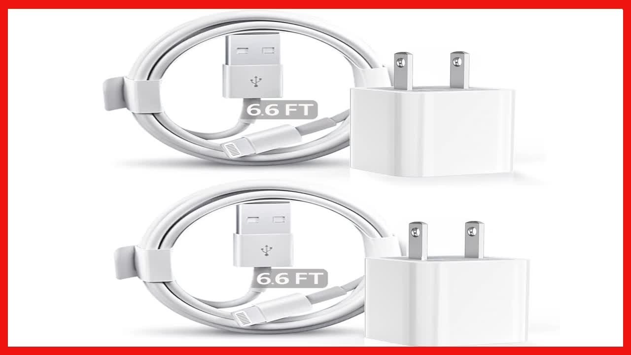 Smart 2-Pack Wall Charger and Lightning Cable for iPhone – Fast, Durable, and Reliable