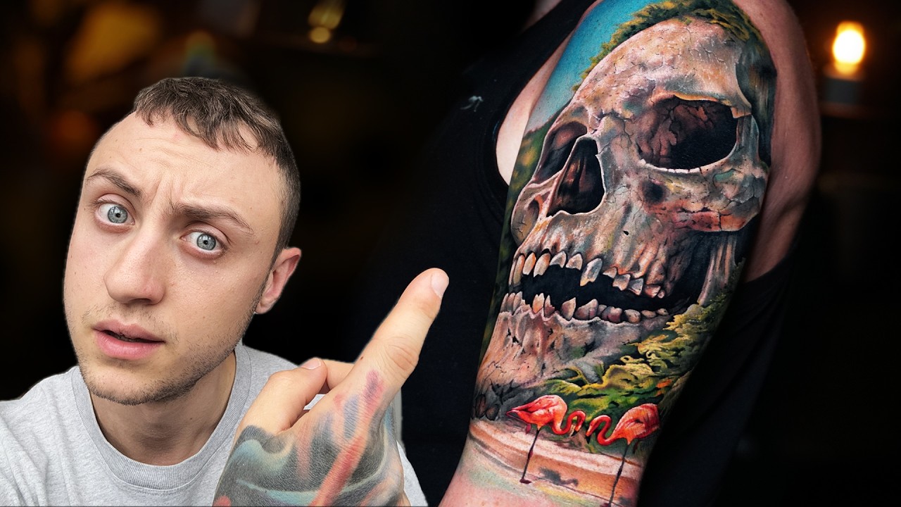 Tattooing a Skull Mountain | 3 DAYS IN A ROW! | Caribbean Sleeve (part 1)