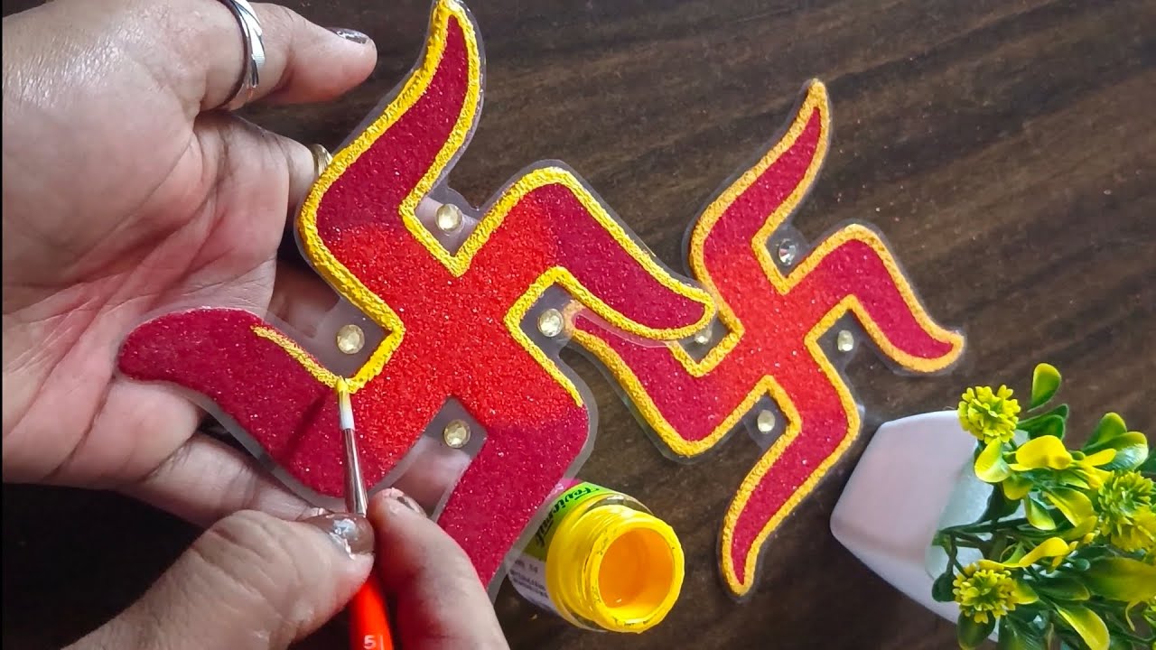 How to Make Readymade Swastik Rangoli Patch ✨