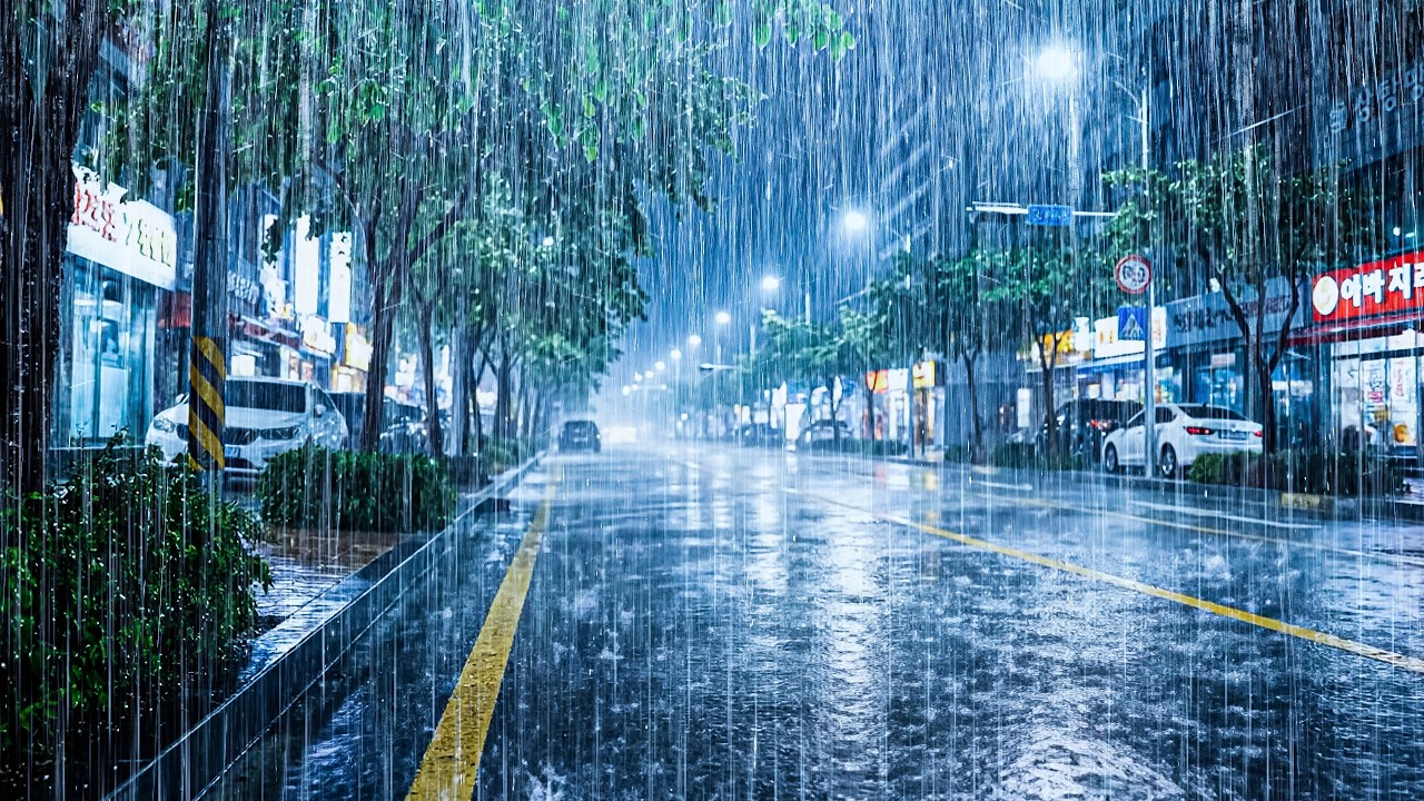 Relax Your Mind with Heavy Rain on Night Street | Relaxing ASMR Rain, Deep Sleep