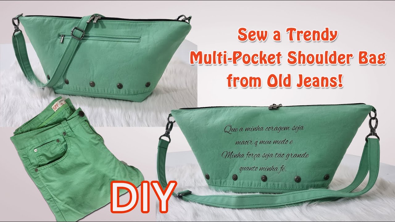 DIY Multi-Pocket Shoulder Bag | Upcycle Old Jeans into a Beautiful Bag | New Shoulder Bag Tutorial