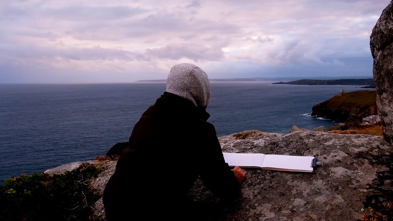 Plein air sketching at Rinsey Cliff, Cornwall on a cool and breezy June evening.