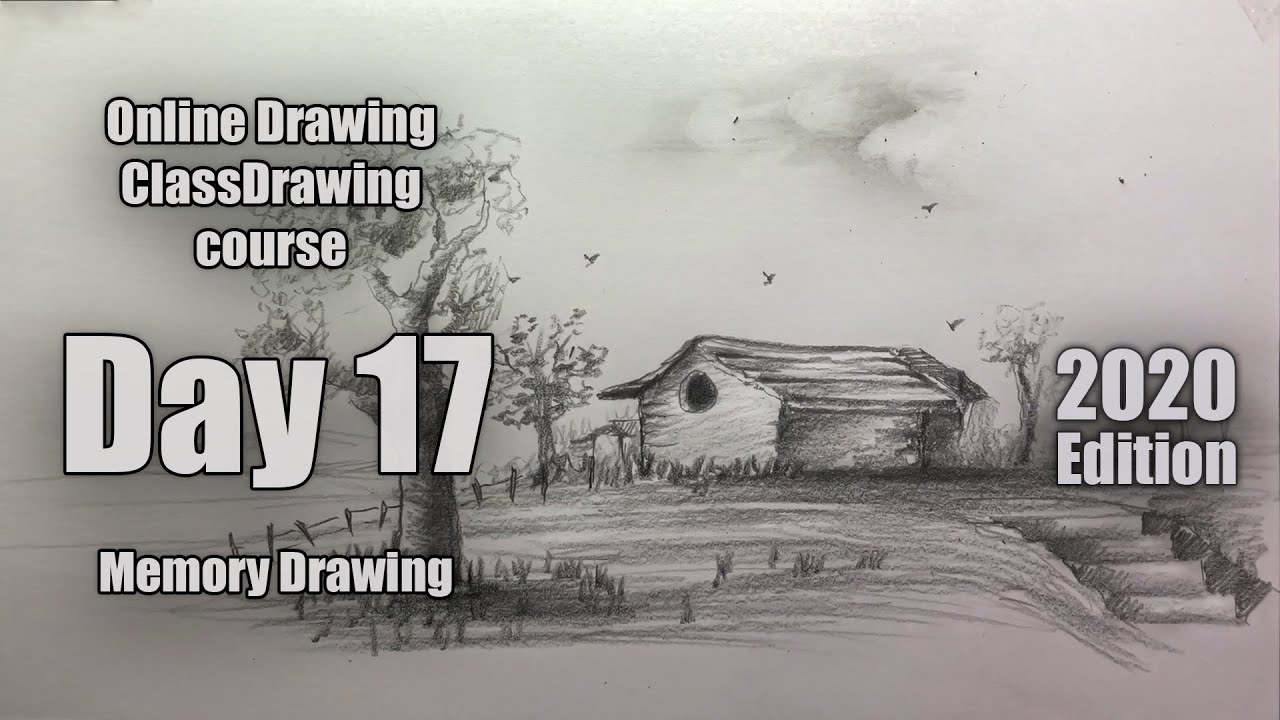 Drawing for Beginners - Step by Step | Day - 017 | Memory Drawing Scenery for Beginners