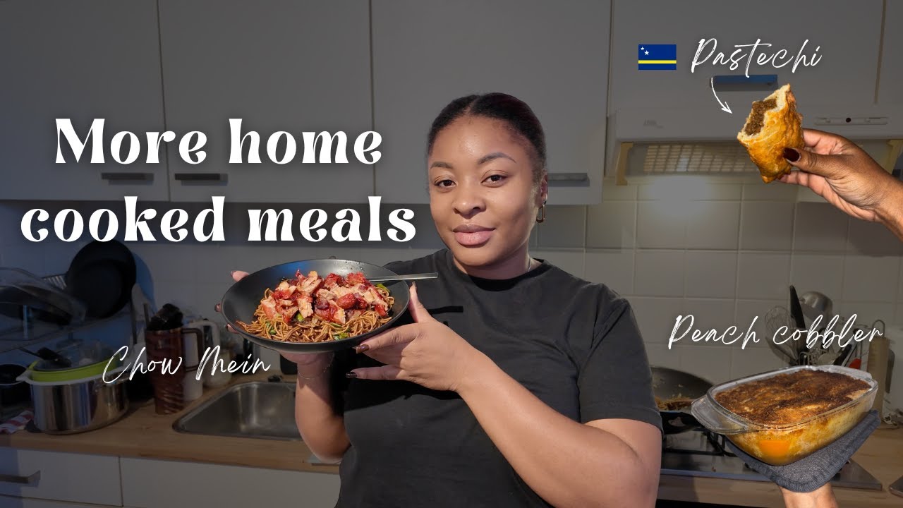 Road to 30 - ep. 3: more home cooked meals | chicken stew, chow mein, peach cobbler + pastechi