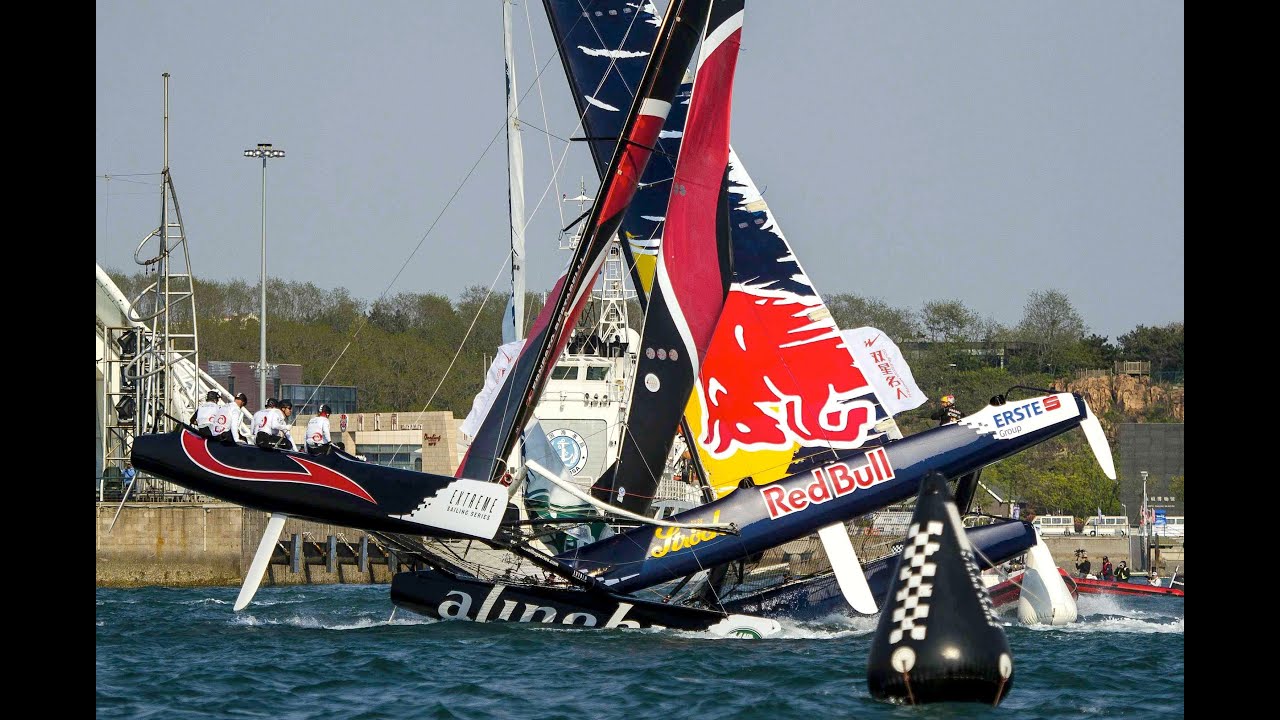 High Speed Sailboat T-bone Collision | Extreme Sailing Series 2014