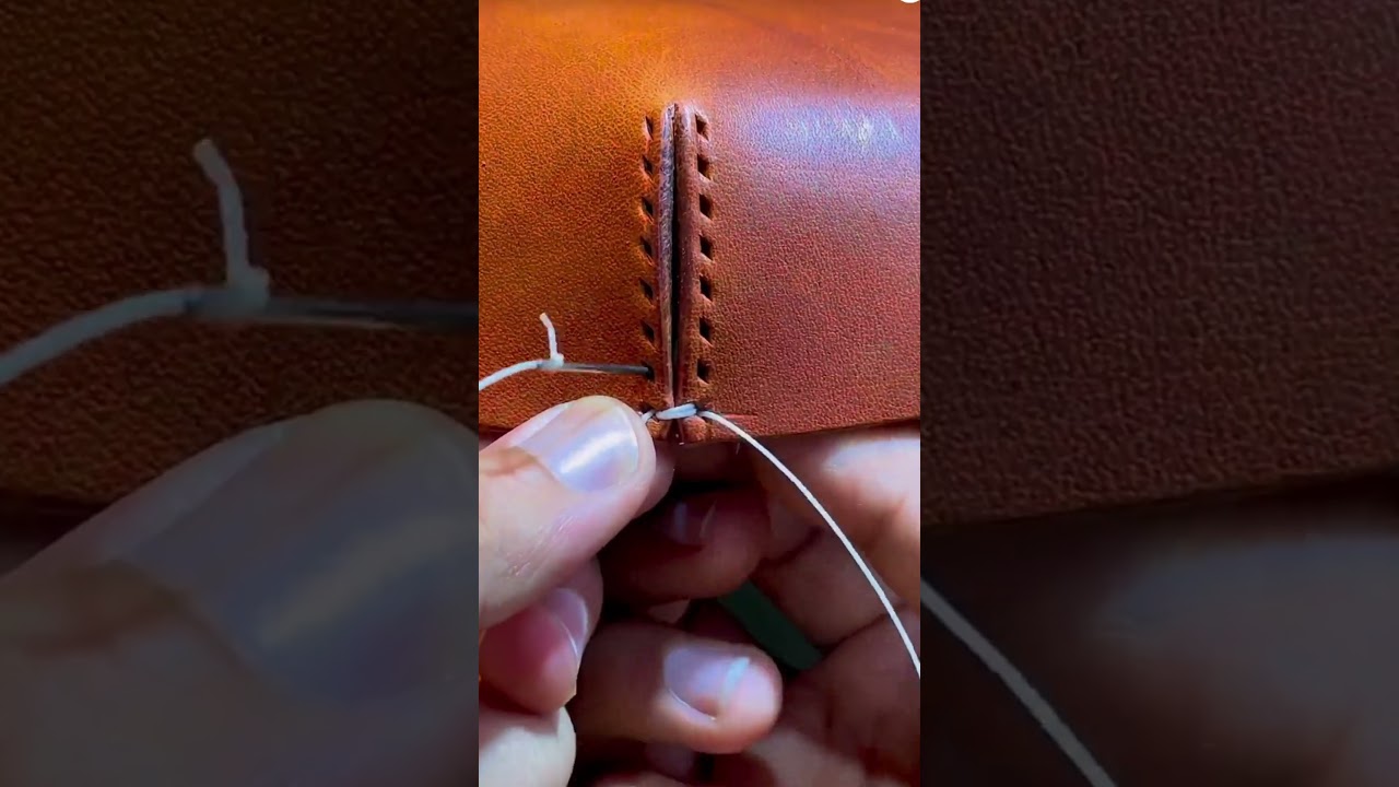 Leather cross stitching#shorts      #bagmaking #handbags #bag #leather