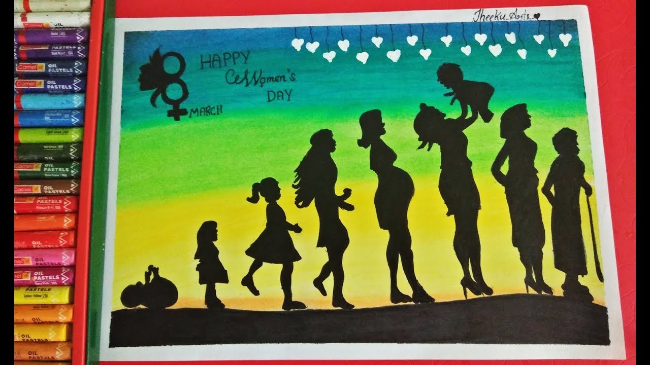 Women's Day Special Drawing with Oil Pastels for beginners