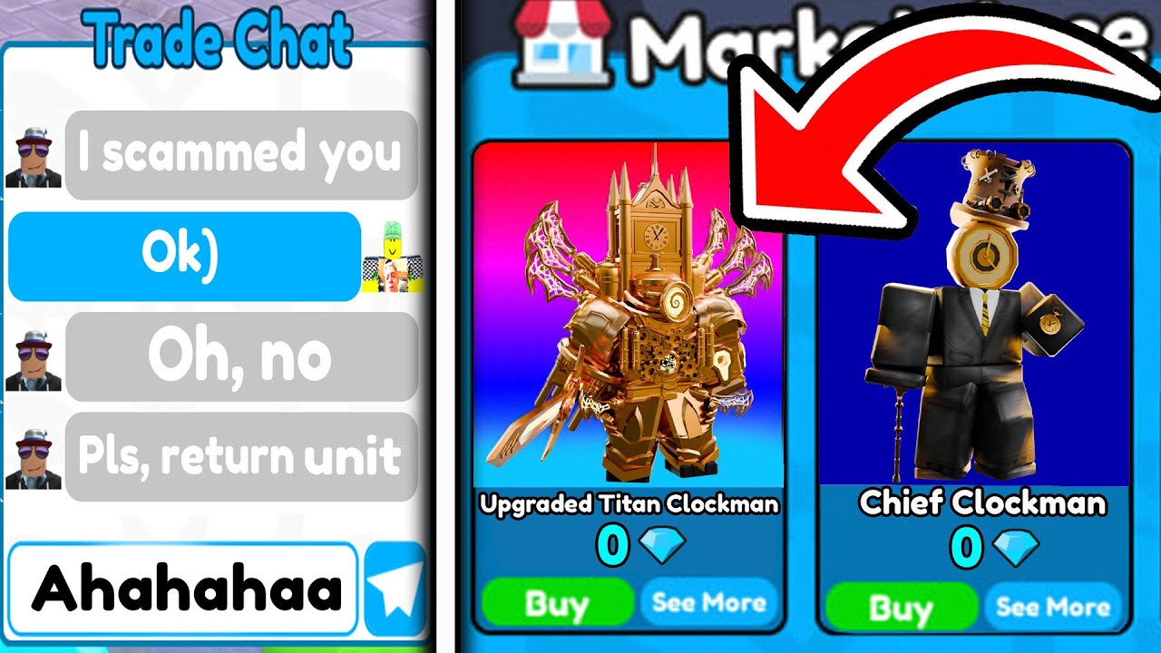 I SCAMMED a SCAMMER and SOLD TITAN and CHIEF CLOCKMAN FOR 0💎 GEMS 🤣- Toilet Tower Defense