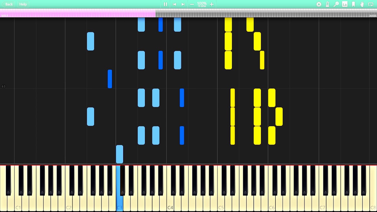 Scott Joplin - Peacherine Rag (1901) [Synthesia Piano Tutorial]