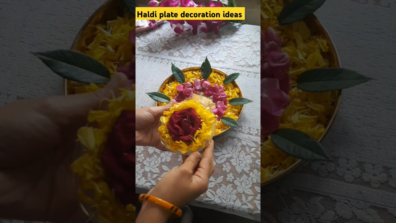Last minute haldi plate decoration🤗👌#shorts #decoration #haldi #wedding #thalidecoration #creative