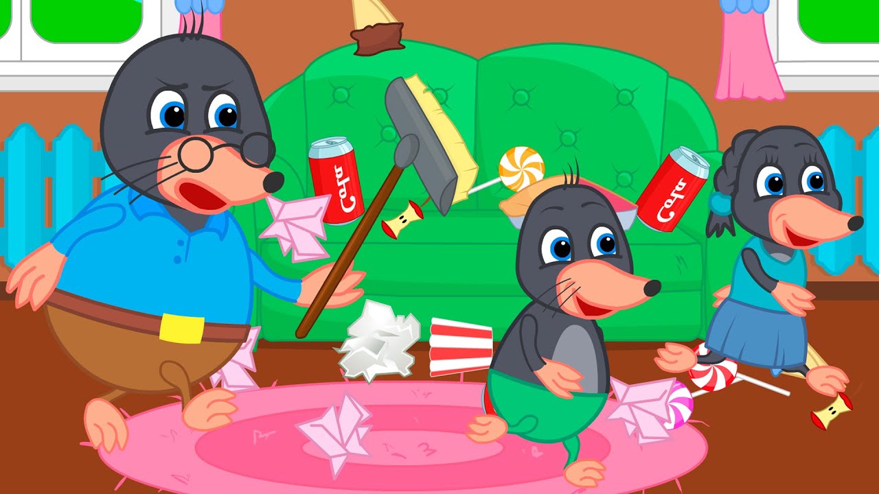 Benny Mole en Espa&ntilde;ol - Limpiar A Un Pap&aacute; Alegre Dibujos animados para ni&ntilde;os 13+
