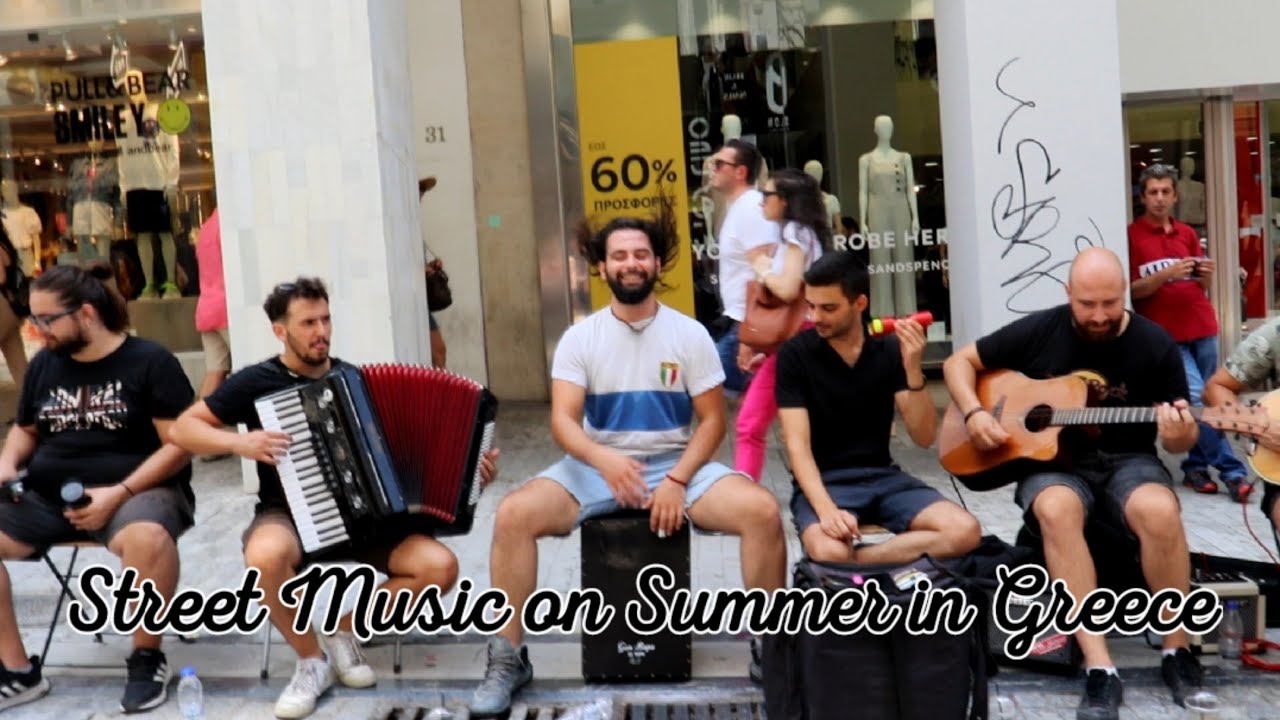 Street Music on Summer in Greece || Traveling Art on Greece