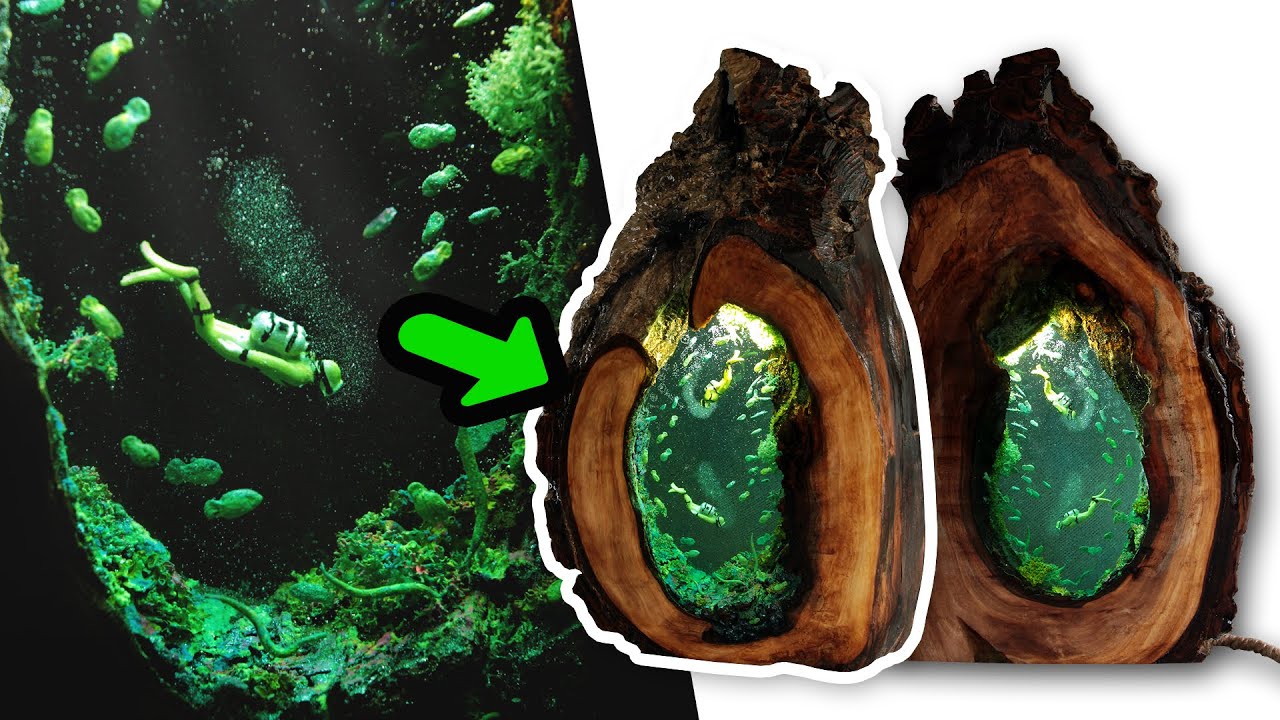 Epoxy Resin Night Lamp / Diver Diorama from Walnut Wood 😍 DIY. Resin Art! How To Make