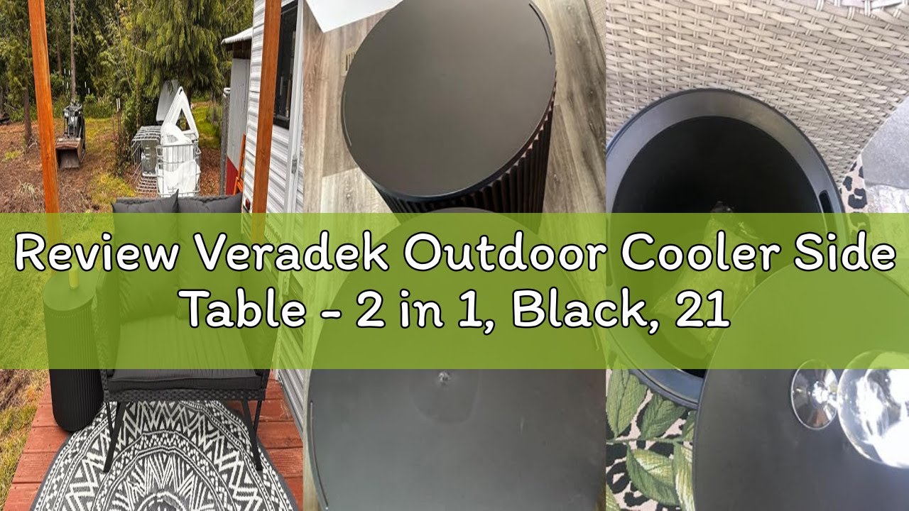 Review Veradek Outdoor Cooler Side Table - 2 in 1, Black, 21 inch