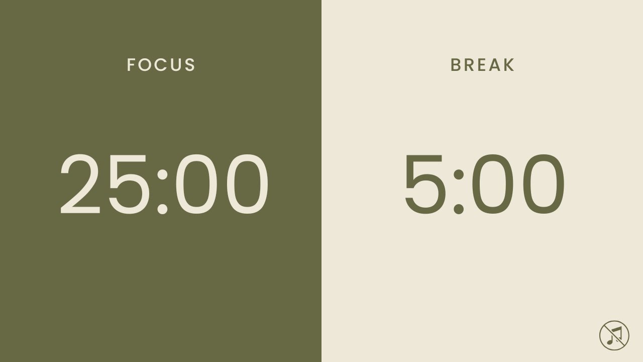 25/5 Pomodoro Timer | 4 x 25 min | Focus | Study | Reflection | Productivity