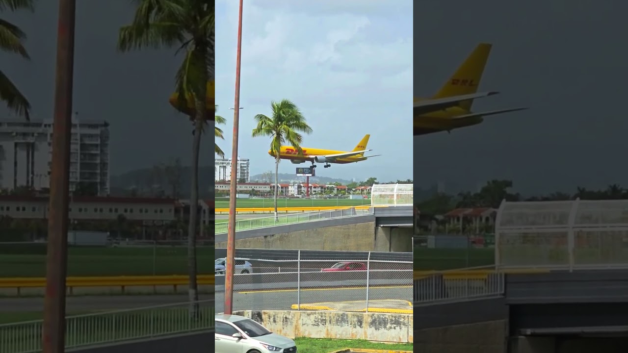 DHL Boeing 767- 300 Landing on runway 10 at Luis Mu&ntilde;oz Mar&iacute;n International Airport in San Juan, P.R.