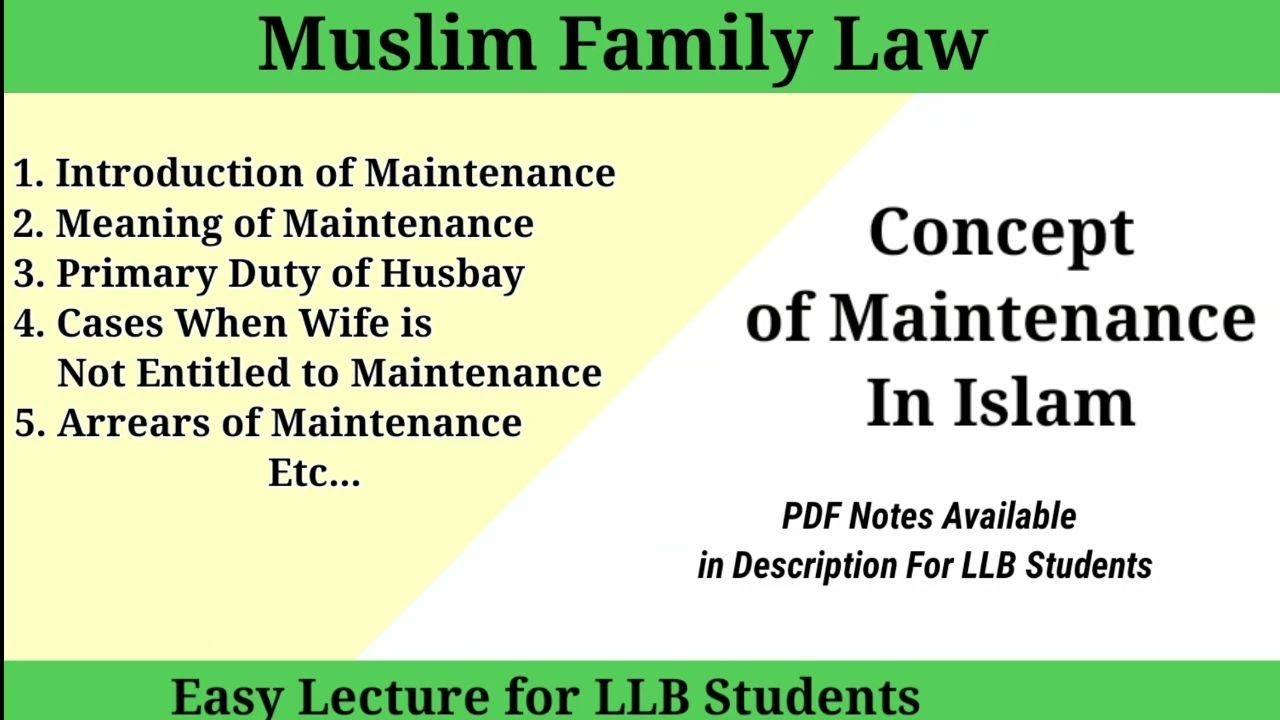 Maintenance Under Muslim Law | Concept of Maintenance In Islam | Muhammadan Law