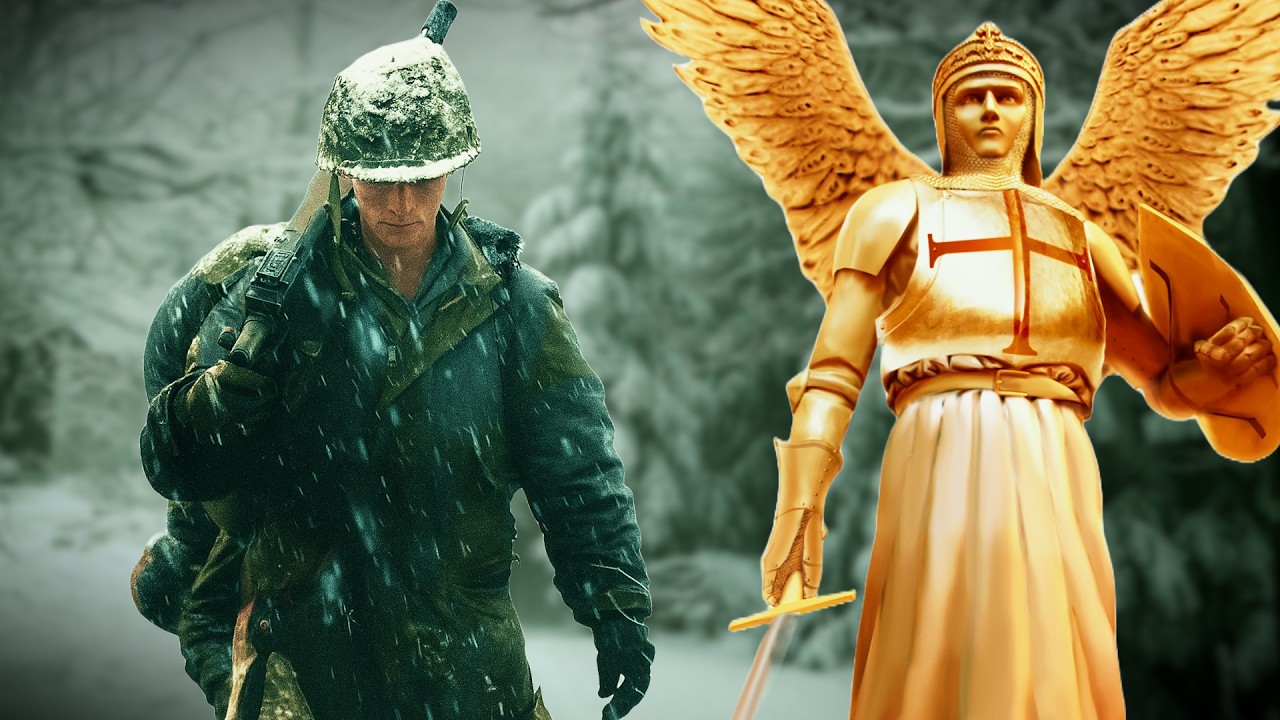 Святой Михаил защищает морского пехотинца США своим мечом