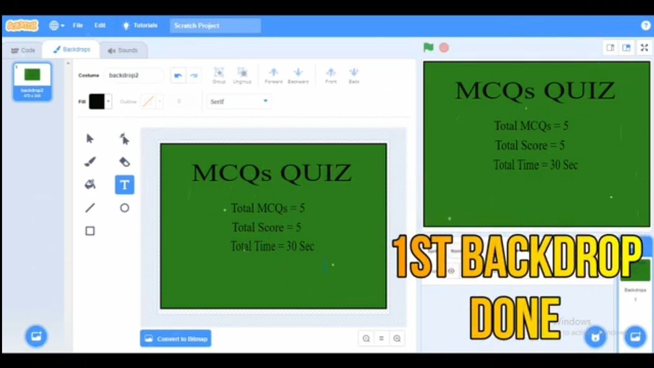 Scratch project||How to make MCQs quiz game in scratch(part 1) #hindi #tech #kids #gaming #animation