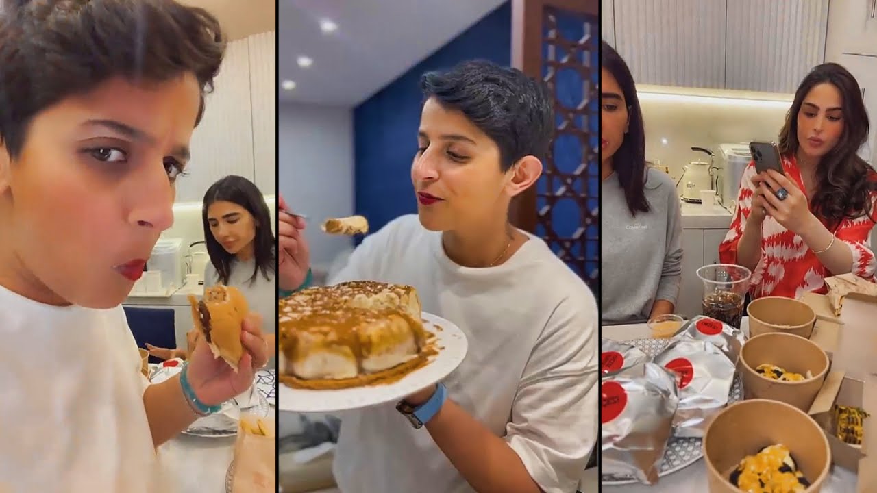 نوره العميري رجعت من سفرة دبي للكويت على بيت فوز الفهد تاكل برقر🙈