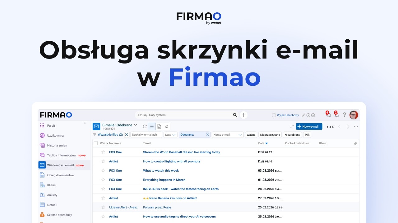 Obsługa skrzynki e-mail w Firmao
