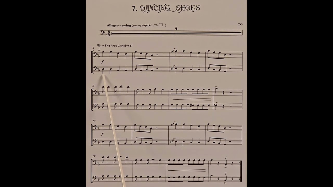 7 Dancing Shoes, bottom voice, piano accompaniment at rehearsal speed