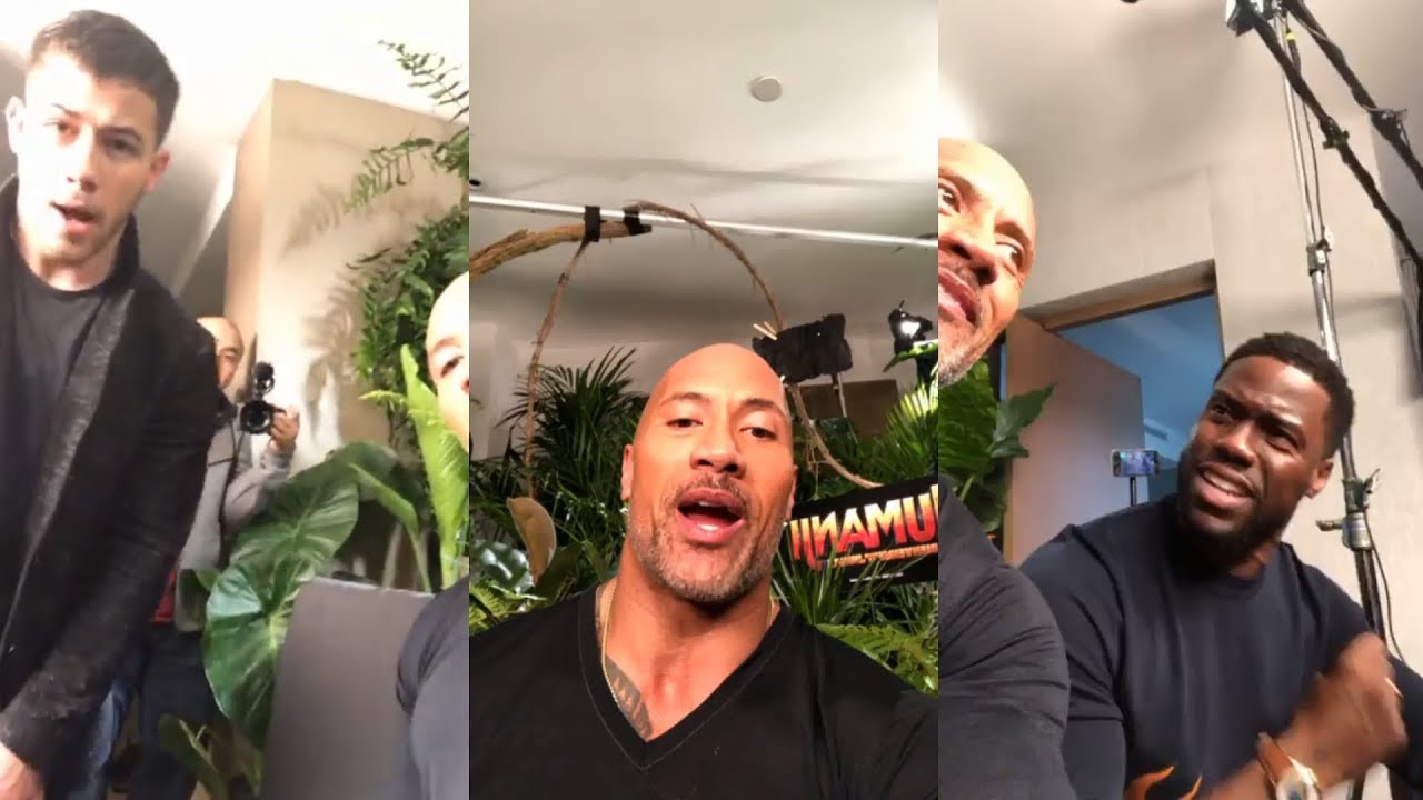 Dwayne Johnson | Instagram Live Stream | 5 December 2017 w/ Nick Jonas & Kevin Hart